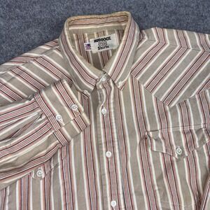 Vintage Ruddock Western Shirt Mens Xl Tan Striped Button Down Made In USA 90s